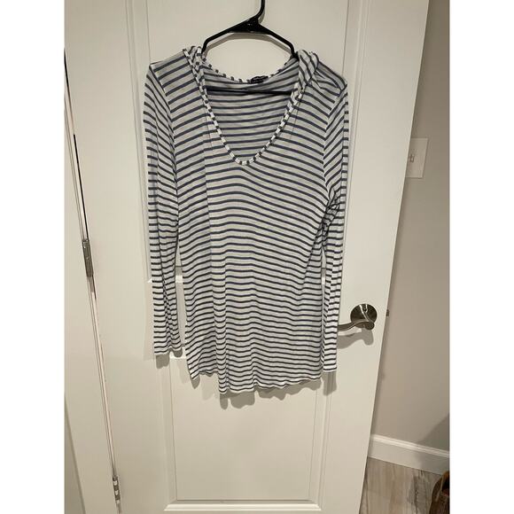 Splendid blue and white all day hoodie coverup light sweater large - Picture 2 of 7